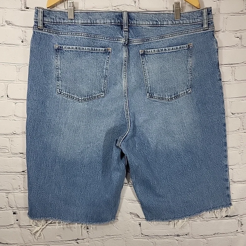 Banana Republic Shorts Mens 34 Blue Denim Cut Off Jorts Raw Hem Straight Casual‎
